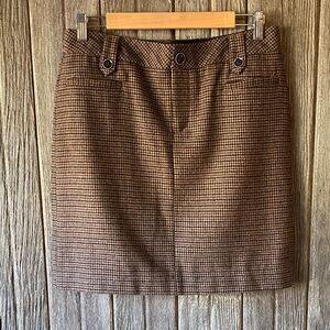 Eddie Bauer Wool Brown Houndstooth Pencil Skirt
